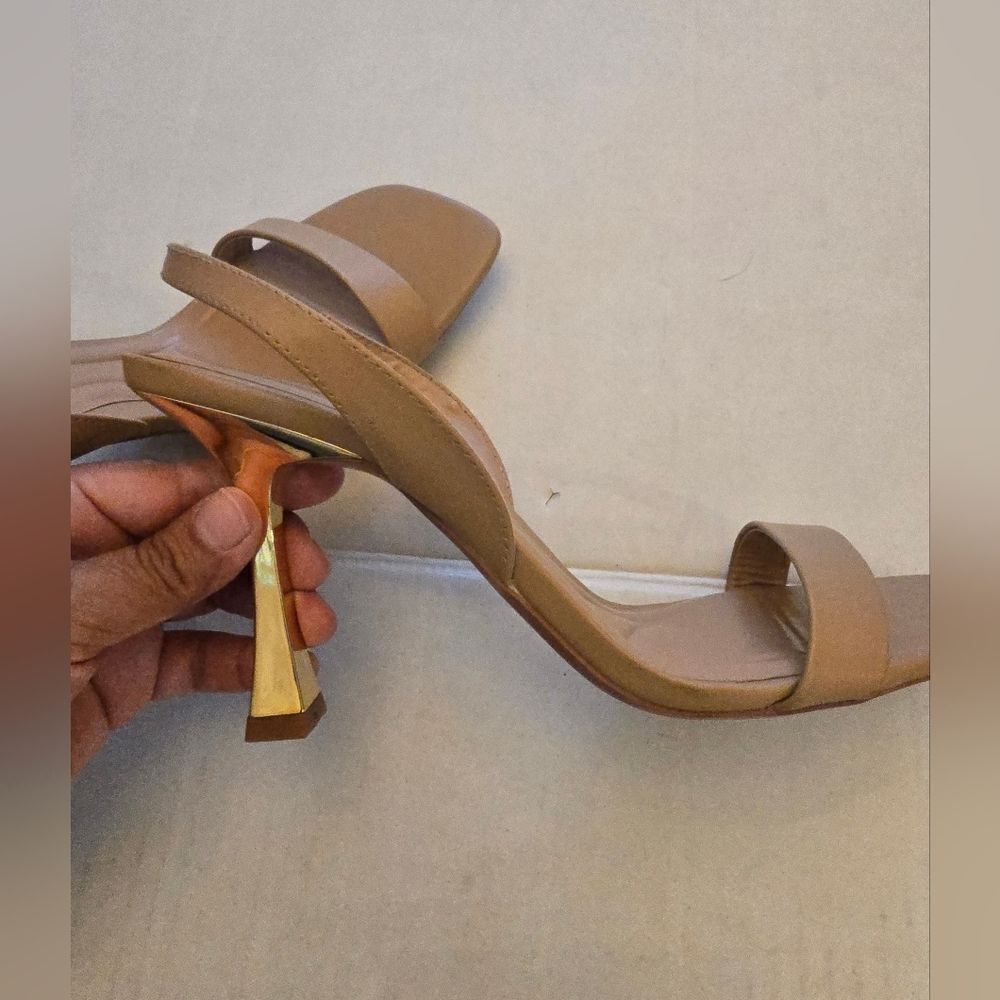 Zara Strappy Sandals In Tan Size 10 - Picture 4 of 12